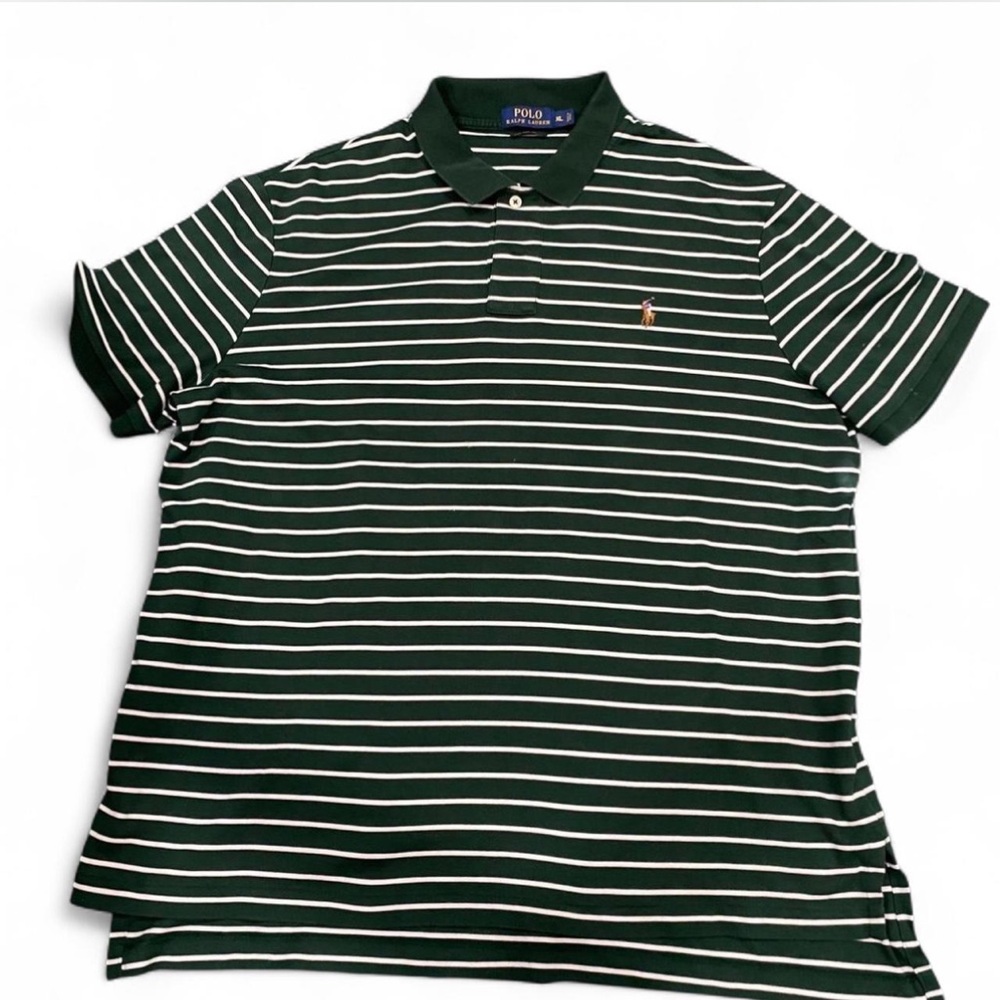 Green and white striped Ralph Lauren polo shirt #retro